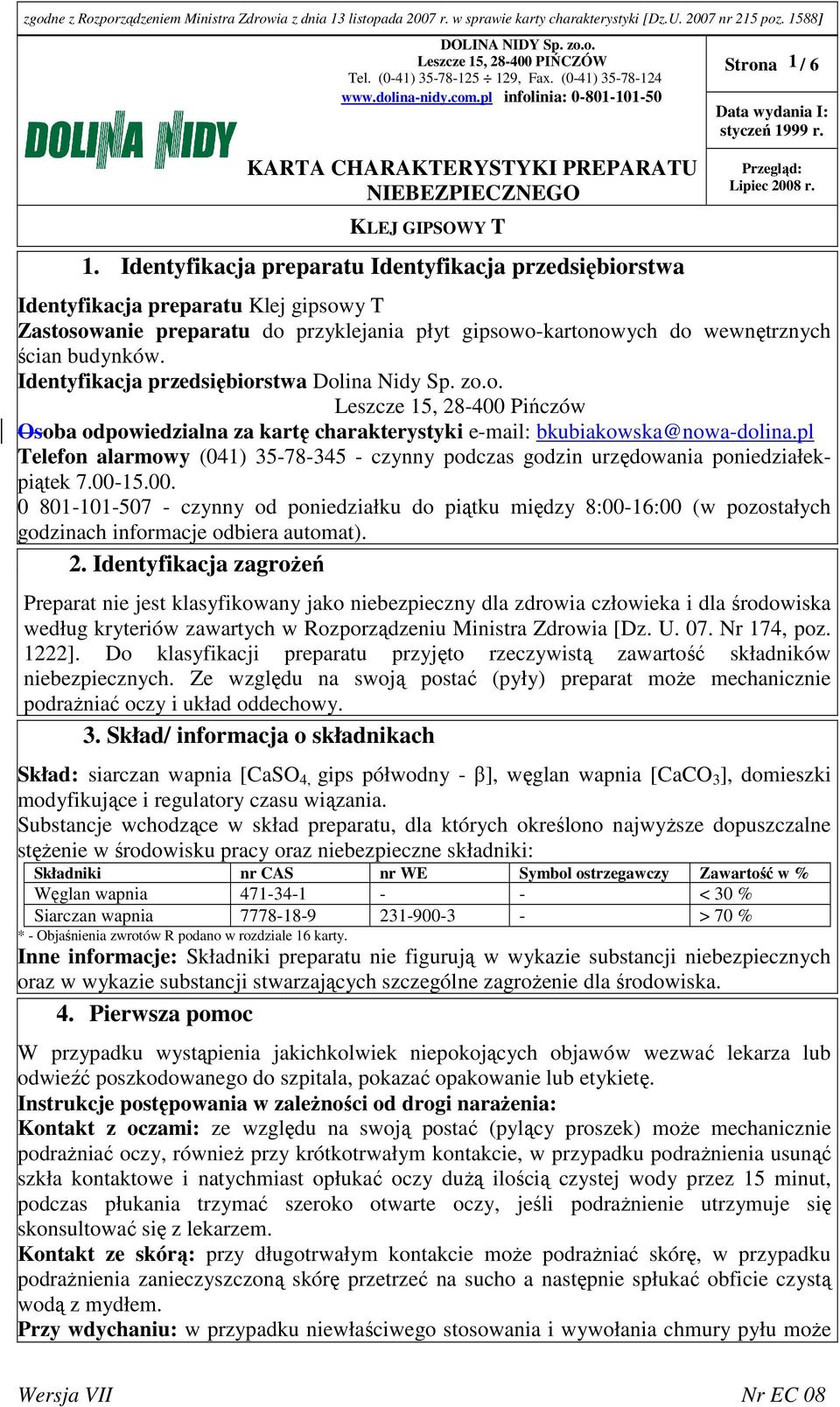 pl Telefon alarmowy (041) 35-78-345 - czynny podczas godzin urzędowania poniedziałekpiątek 7.00-