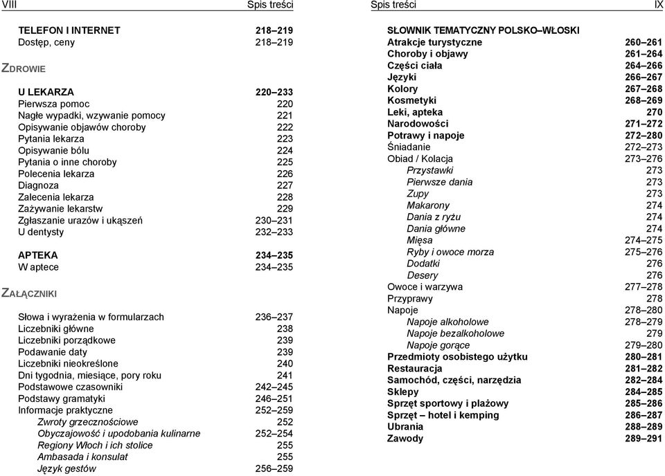 233 Apteka 234 235 W aptece 234 235 Za ł ą c z n i k i Słowa i wyrażenia w formularzach 236 237 Liczebniki główne 238 Liczebniki porządkowe 239 Podawanie daty 239 Liczebniki nieokreślone 240 Dni