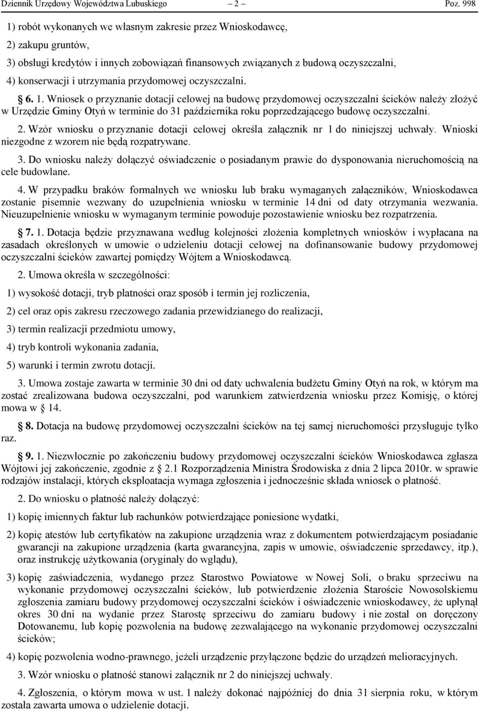 przydomowej oczyszczalni. 6. 1.