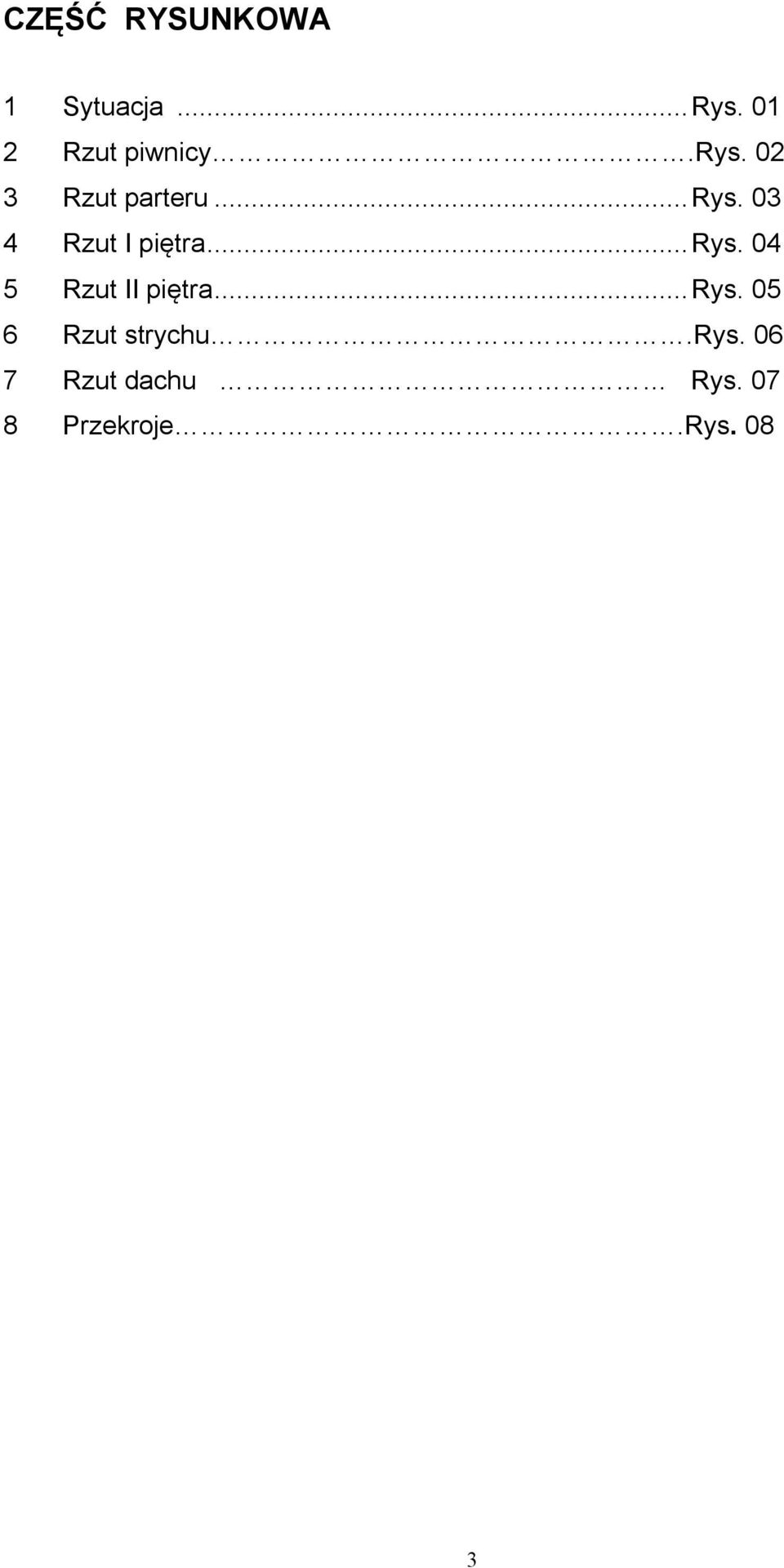 03 4 Rzut I piętra... Rys. 04 5 Rzut II piętra... Rys. 05 6 Rzut strychu.
