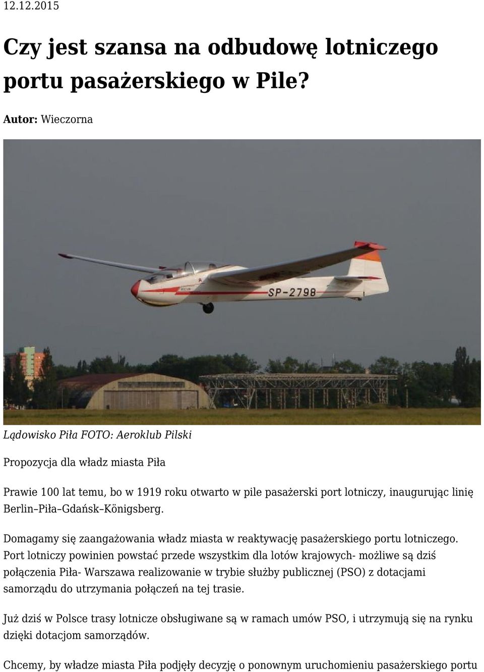 Gdańsk Königsberg. Domagamy się zaangażowania władz miasta w reaktywację pasażerskiego portu lotniczego.