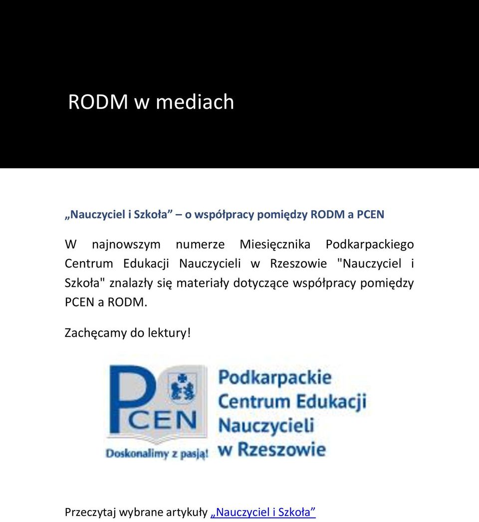 Rzeszowie "Nauczyciel i Szkoła" znalazły się materiały dotyczące współpracy