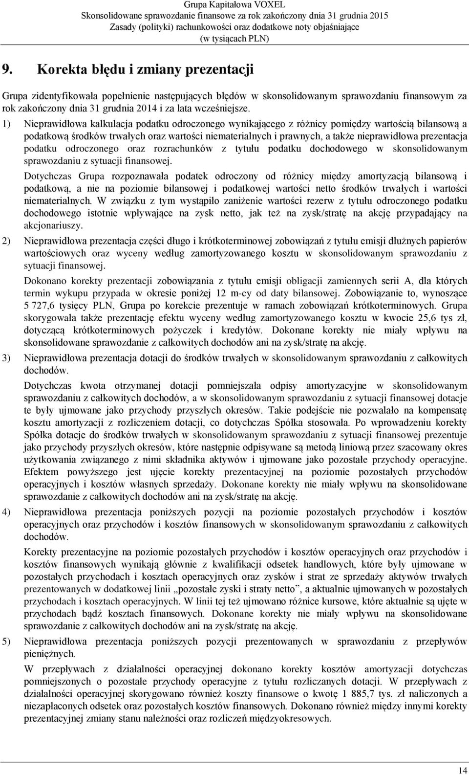 prezentacja podatku odroczonego oraz rozrachunków z tytułu podatku dochodowego w skonsolidowanym sprawozdaniu z sytuacji finansowej.