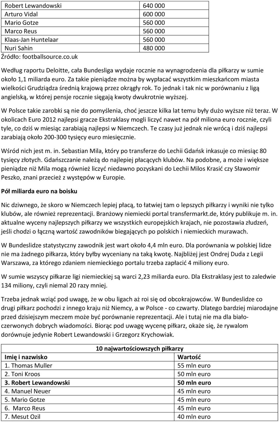 To jednak i tak nic w porównaniu z ligą angielską, w której pensje rocznie sięgają kwoty dwukrotnie wyższej.