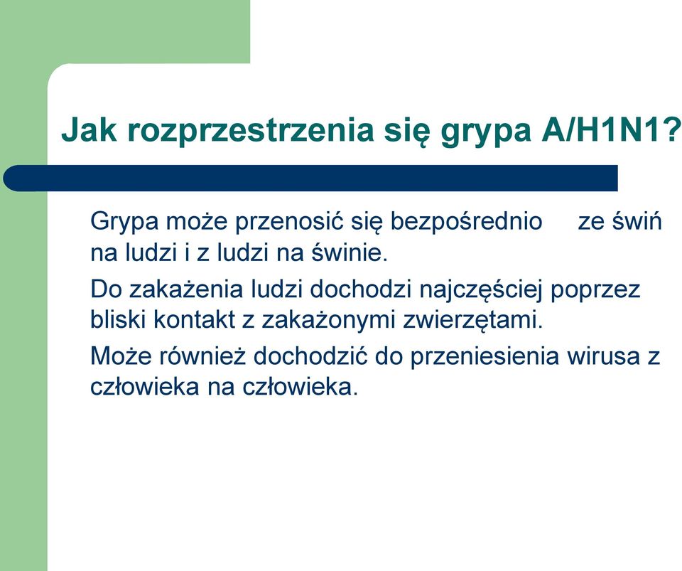 ze świń Do zakażenia ludzi dochodzi najczęściej poprzez bliski