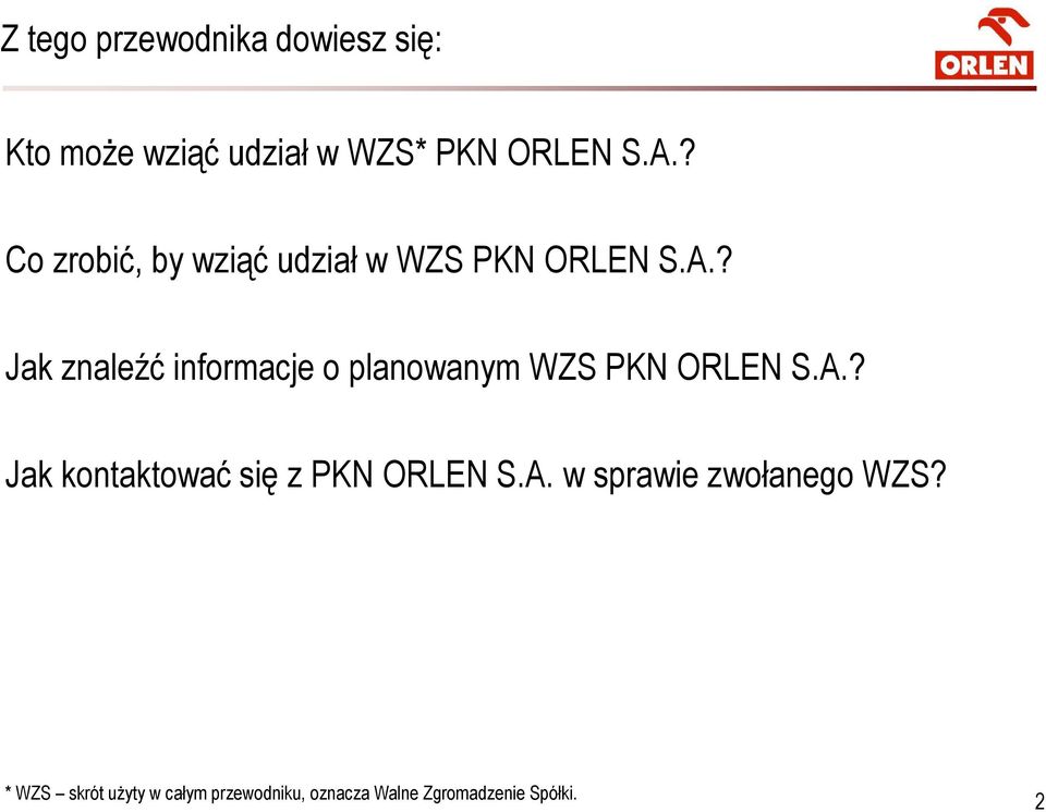 ? Jak znaleźć informacje o planowanym WZS PKN ORLEN S.A.