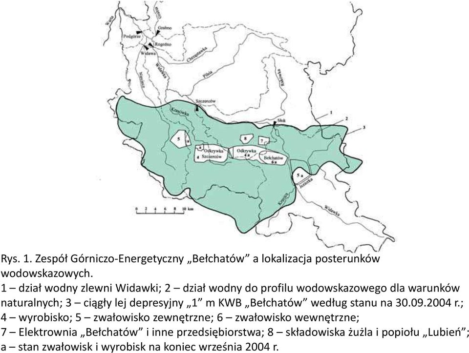 depresyjny 1 m KWB Bełchatów według stanu na 30.09.2004 r.
