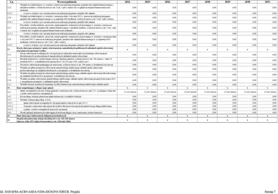 6 Wydatki na wkład krajowy w związku z zawartą po dniu 1 stycznia 2013 r. umową na realizację programu, projektu lub zadania finansowanego w co najmniej 60% środkami, o których mowa w art. 5 ust.