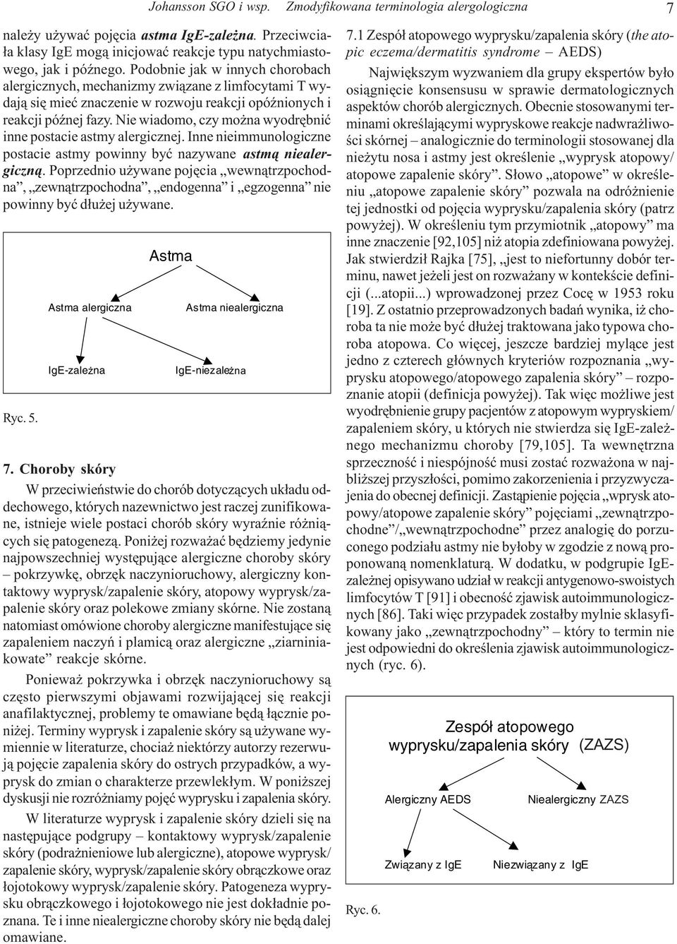 Nie wiadomo, czy mo na wyodrêbniæ inne postacie astmy alergicznej. Inne nieimmunologiczne postacie astmy powinny byæ nazywane astm¹ niealergiczn¹.