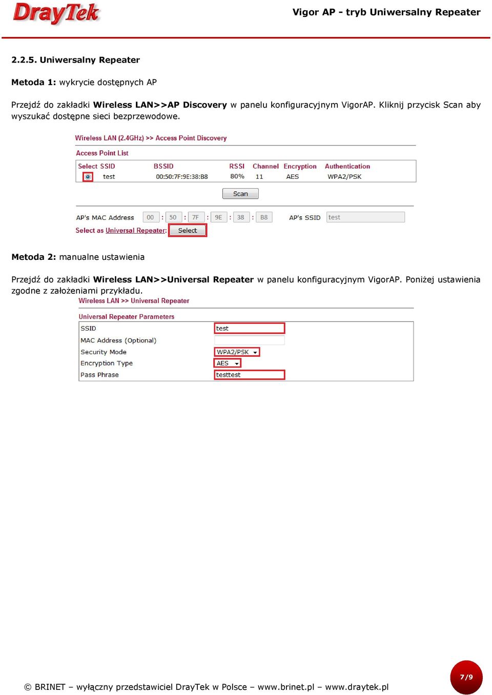 Discovery w panelu konfiguracyjnym VigorAP.