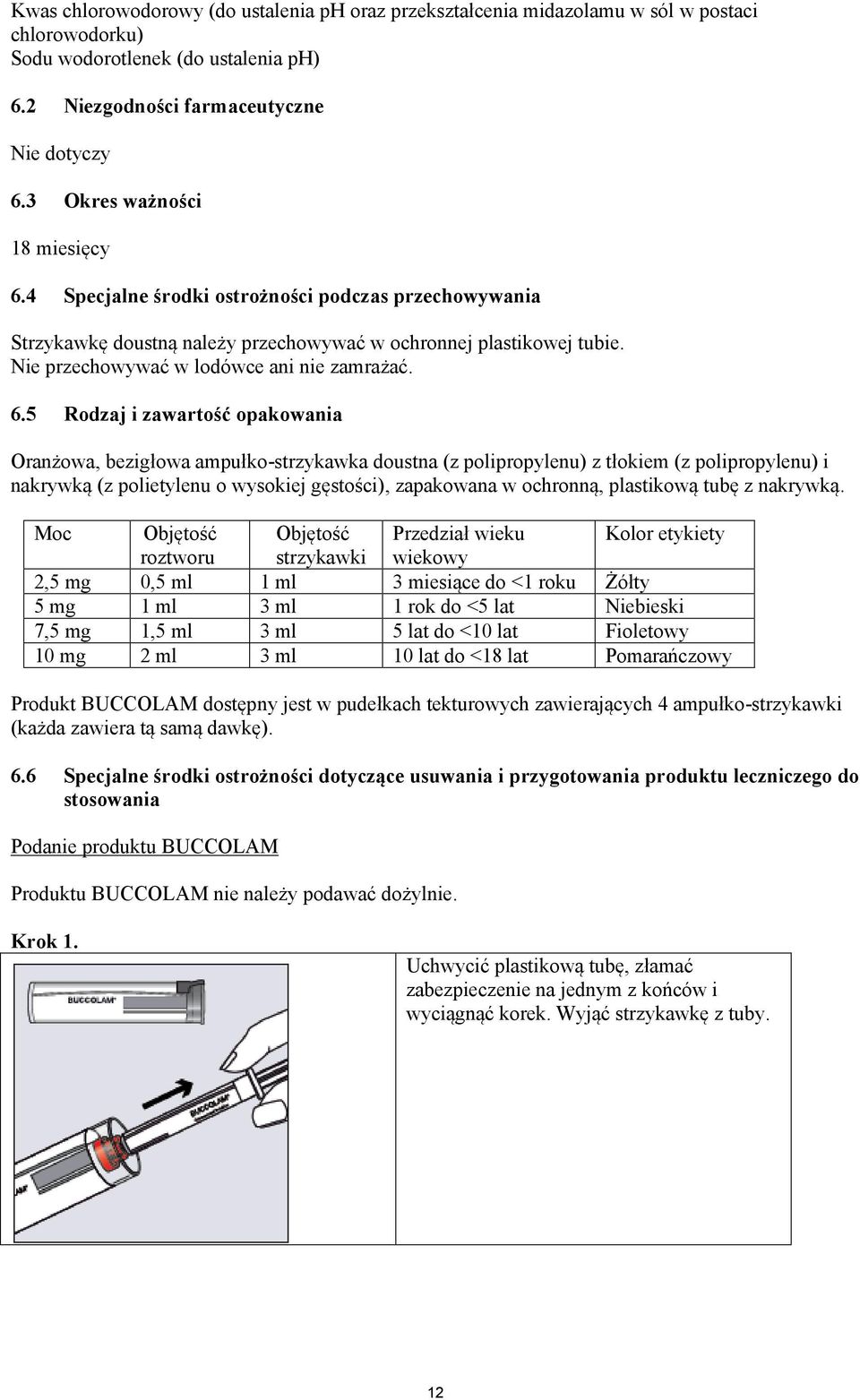 6.5 Rodzaj i zawartość opakowania Oranżowa, bezigłowa ampułko-strzykawka doustna (z polipropylenu) z tłokiem (z polipropylenu) i nakrywką (z polietylenu o wysokiej gęstości), zapakowana w ochronną,