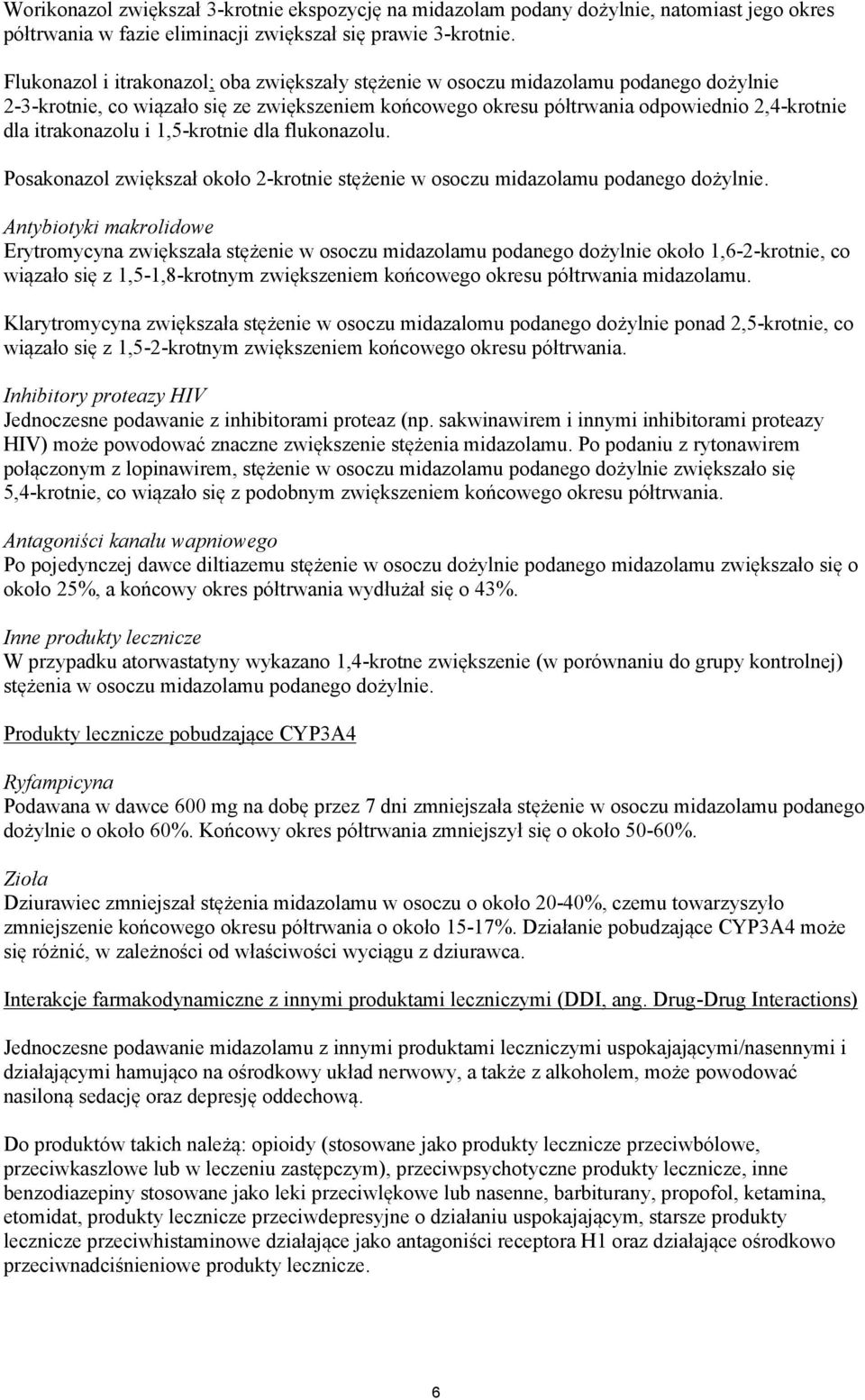itrakonazolu i 1,5-krotnie dla flukonazolu. Posakonazol zwiększał około 2-krotnie stężenie w osoczu midazolamu podanego dożylnie.