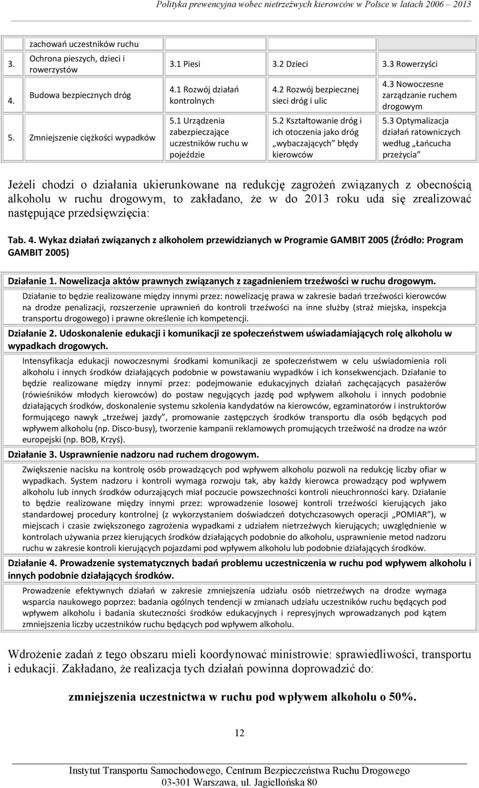 2 Kształtowanie dróg i ich otoczenia jako dróg wybaczających błędy kierowców 4.3 Nowoczesne zarządzanie ruchem drogowym 5.