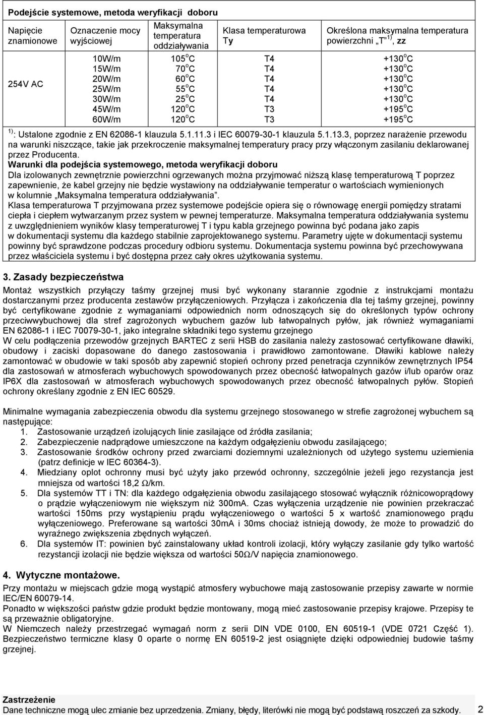 3, pprzez narażenie przewdu na warunki niszczące, takie jak przekrczenie maksymalnej temperatury pracy przy włącznym zasilaniu deklarwanej przez Prducenta.