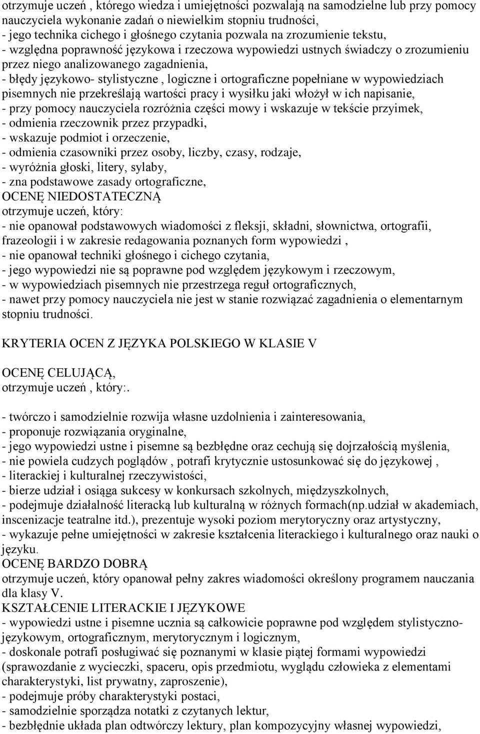 ortograficzne popełniane w wypowiedziach pisemnych nie przekreślają wartości pracy i wysiłku jaki włożył w ich napisanie, - przy pomocy nauczyciela rozróżnia części mowy i wskazuje w tekście