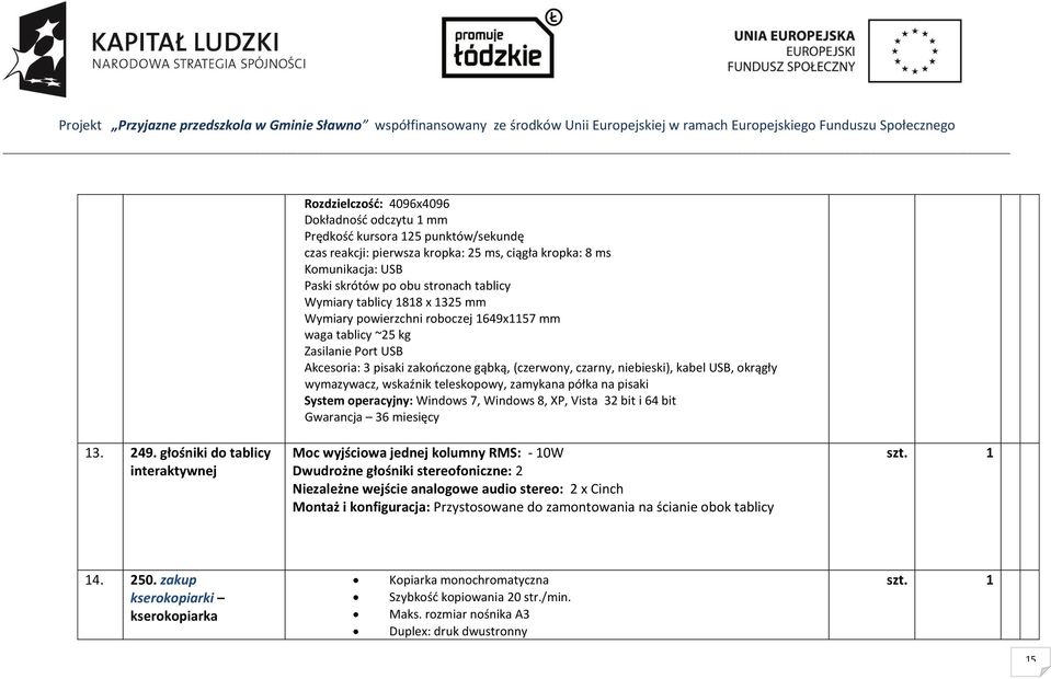 wymazywacz, wskaźnik teleskopowy, zamykana półka na pisaki System operacyjny: Windows 7, Windows 8, XP, Vista 32 bit i 64 bit Gwarancja 36 miesięcy 13. 249.