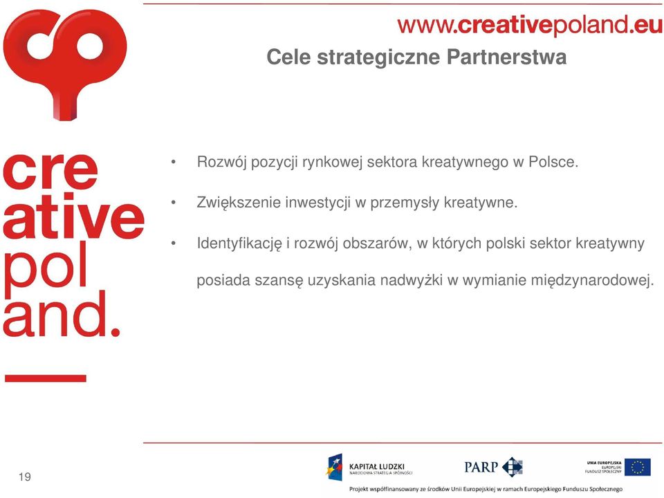 Zwiększenie inwestycji w przemysły kreatywne.