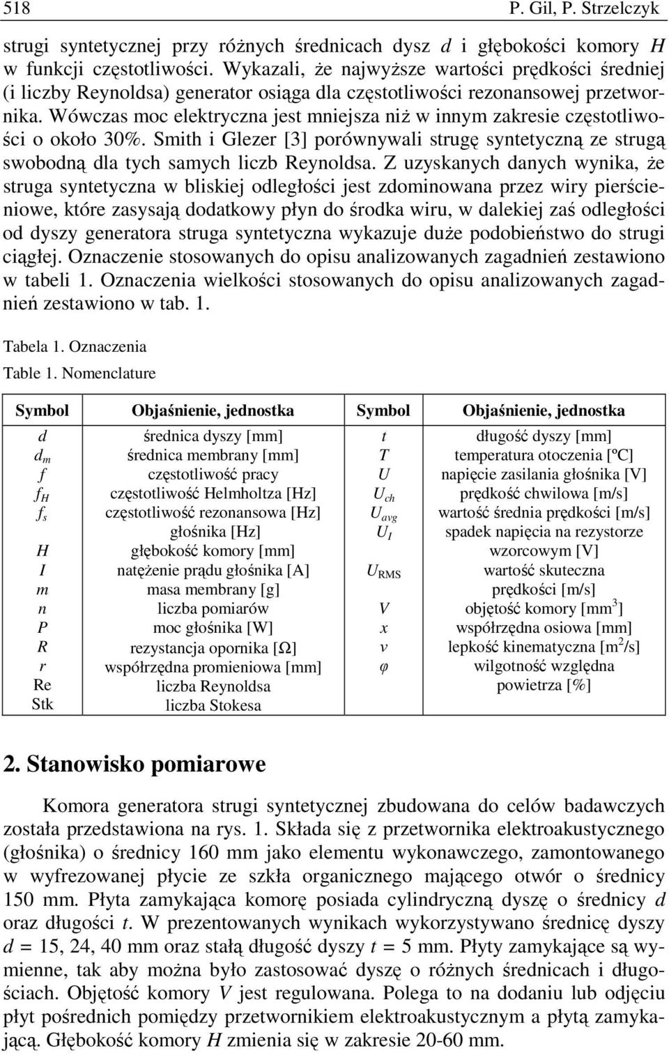 Wówczas moc elektryczna jest mniejsza niŝ w innym zakresie częstotliwości o około 30%. Smith i Glezer [3] porównywali strugę syntetyczną ze strugą swobodną dla tych samych liczb Reynoldsa.