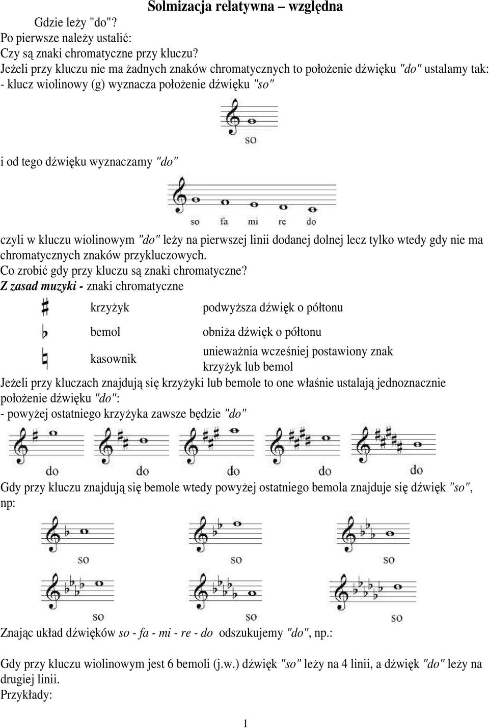 wiolinowym "do" leŝy na pierwszej linii dodanej dolnej lecz tylko wtedy gdy nie ma chromatycznych znaków przykluczowych. Co zrobić gdy przy kluczu są znaki chromatyczne?