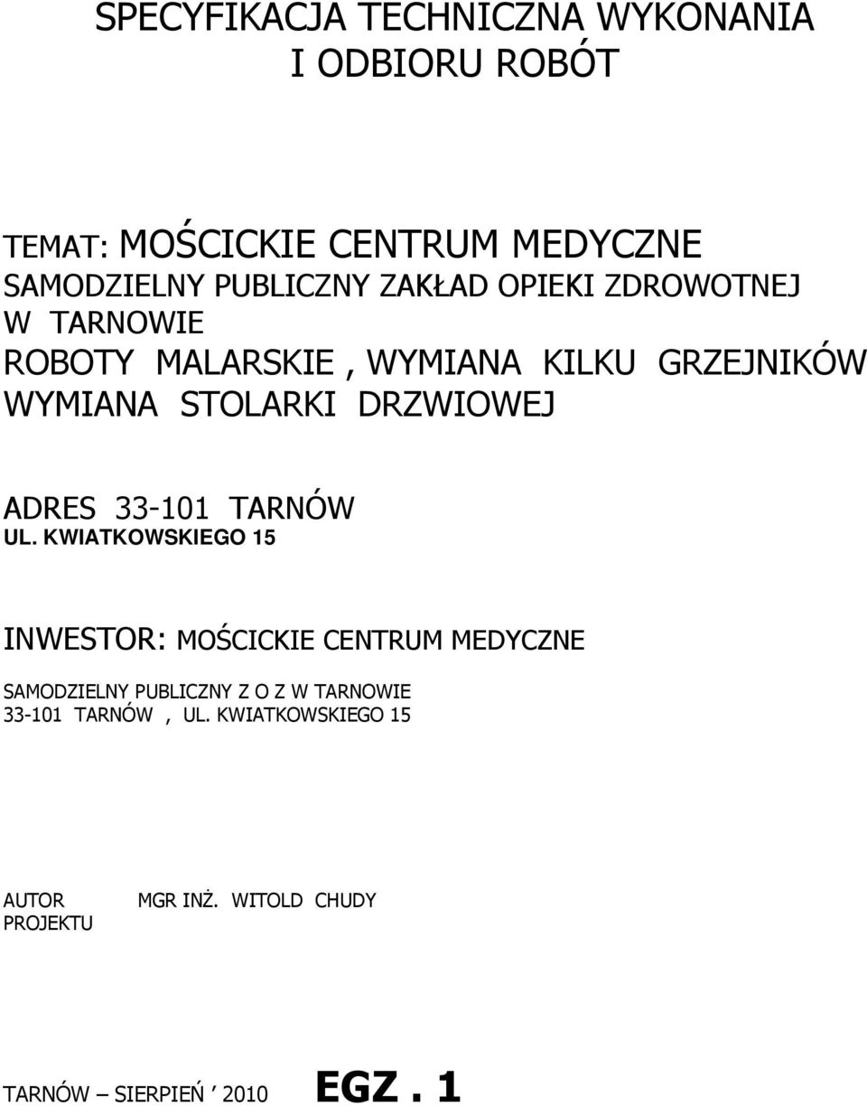 ADRES 33-101 TARNÓW UL.