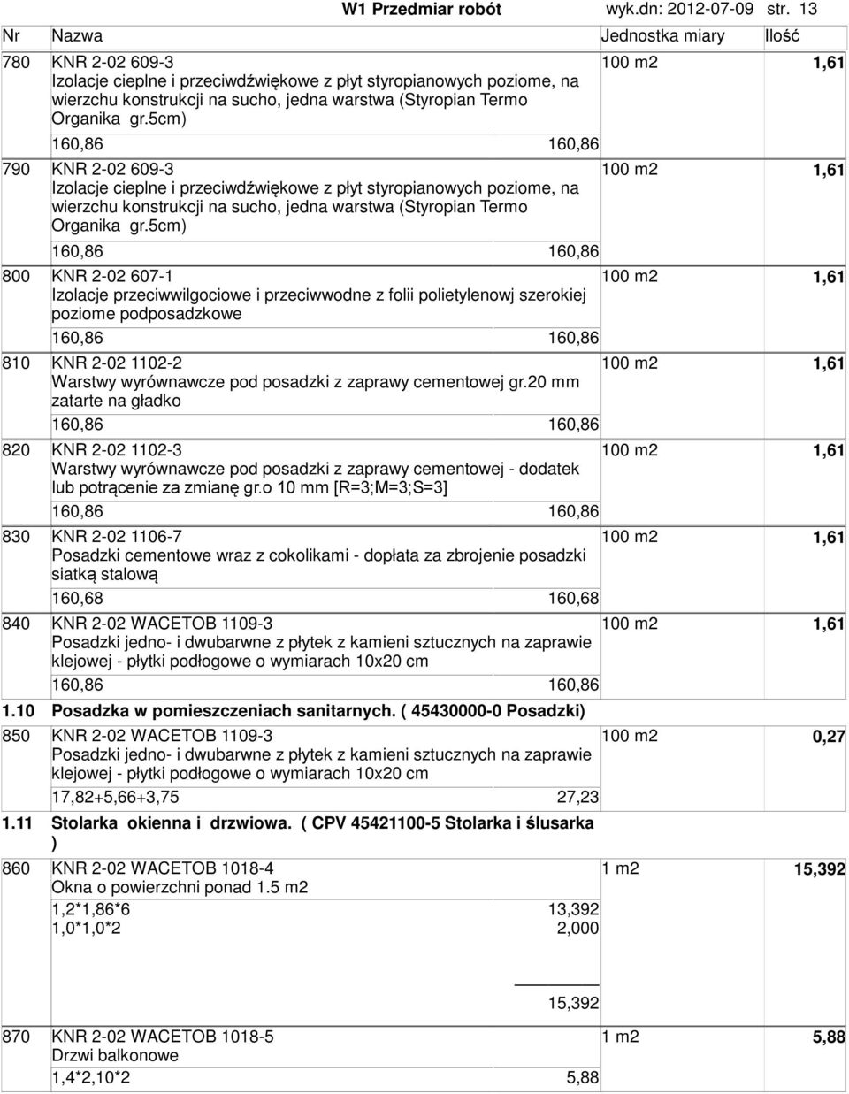 5cm) 160,86 160,86 790 KNR 2-02 609-3 Izolacje cieplne i przeciwdźwiękowe z płyt styropianowych poziome, na wierzchu konstrukcji na sucho, jedna warstwa (Styropian Termo Organika gr.