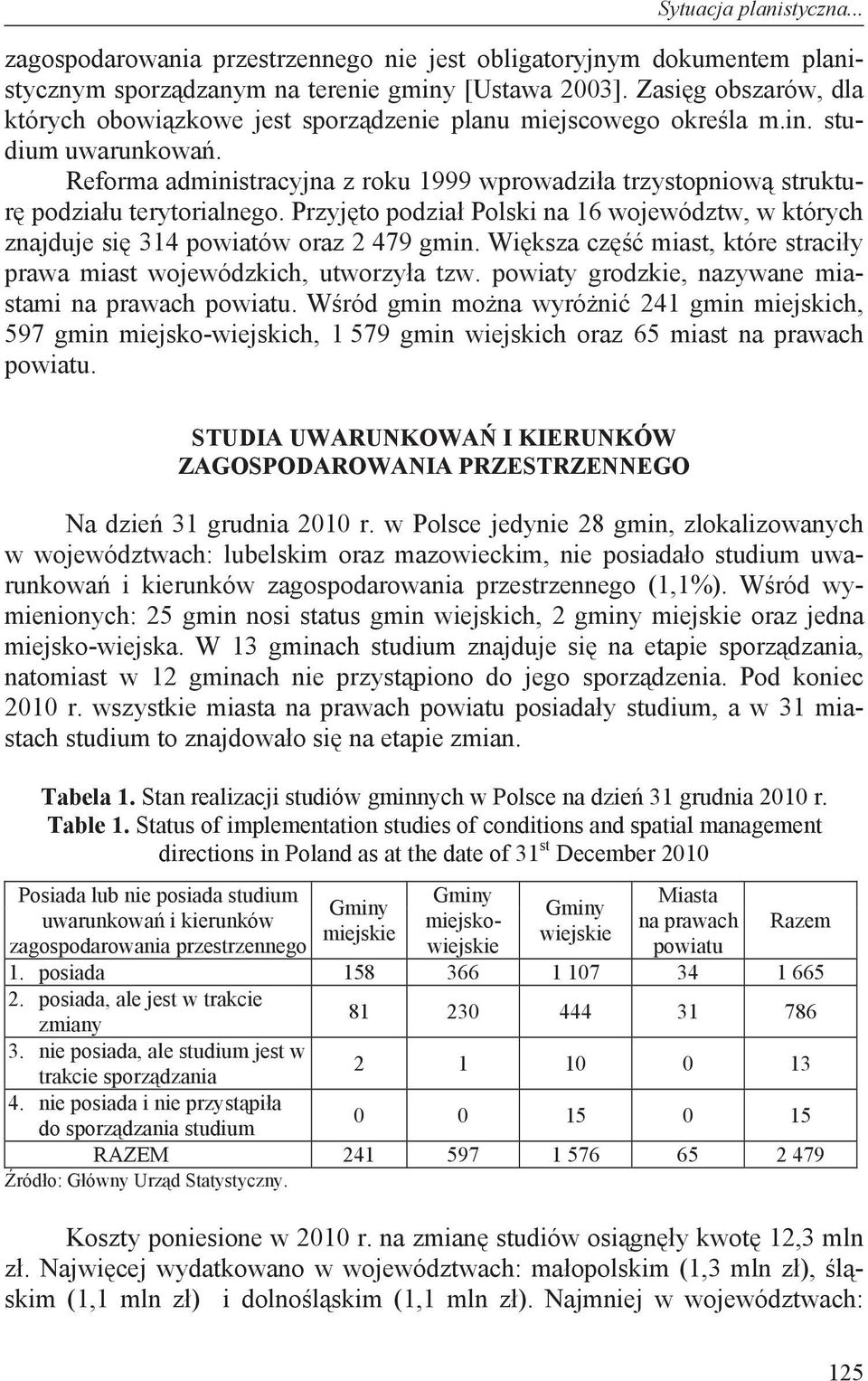 Reforma administracyjna z roku 1999 wprowadzi a trzystopniow struktur podzia u terytorialnego. Przyj to podzia Polski na 16 województw, w których znajduje si 314 powiatów oraz 2 479 gmin.