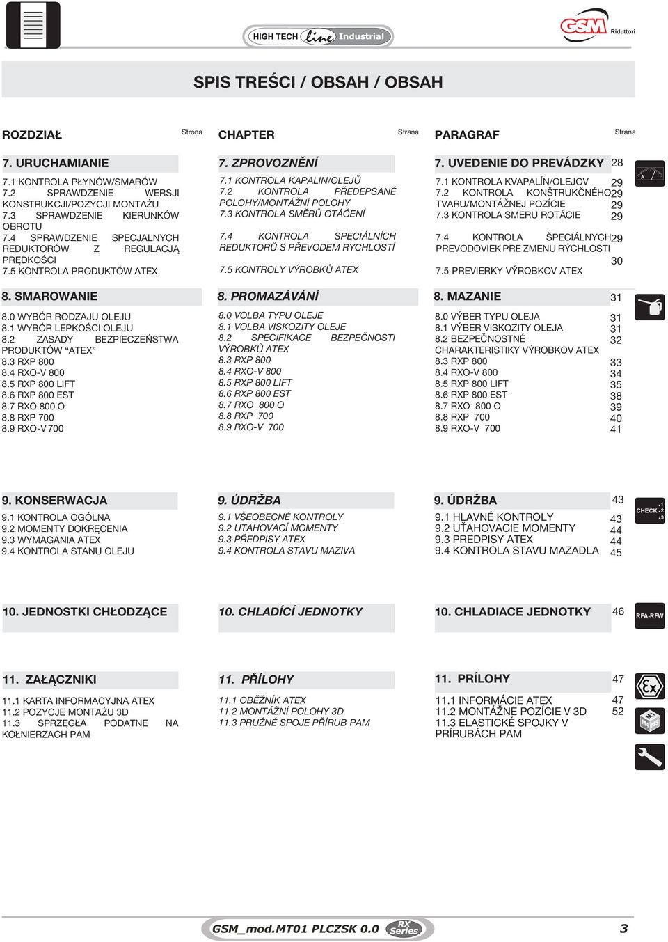 2 KONTROLA PŘEDEPSANÉ POLOHY/MONTÁŽNÍ POLOHY 7.3 KONTROLA SMĚRŮ OTÁČENÍ 7.4 KONTROLA SPECIÁLNÍCH REDUKTORŮ S PŘEVODEM RYCHLOSTÍ 7.5 KONTROLY VÝROBKŮ ATEX 28 7.1 KONTROLA KVAPALÍN/OLEJOV 29 7.