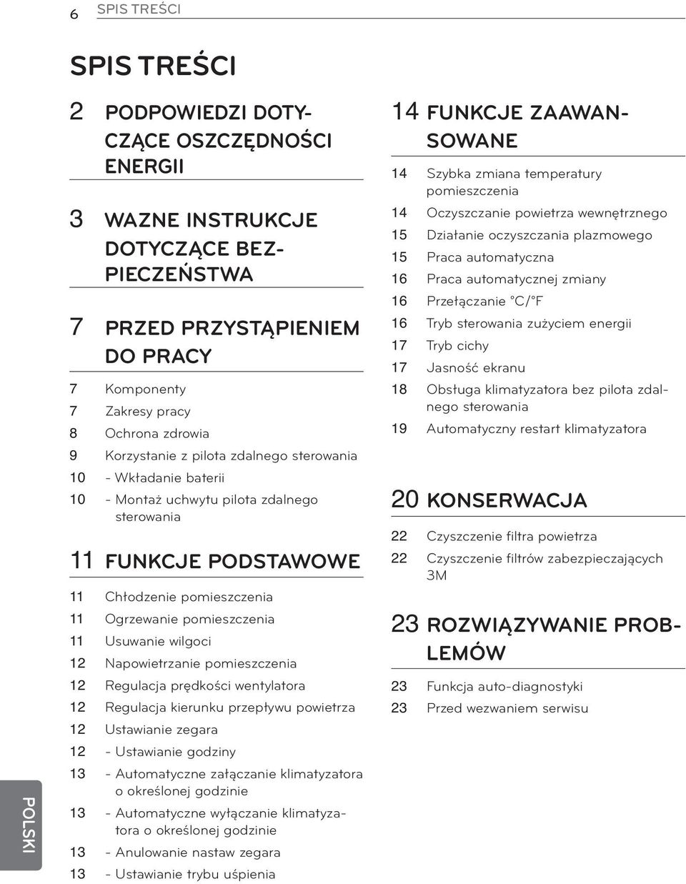 Usuwanie wilgoci 12 Napowietrzanie pomieszczenia 12 Regulacja prędkości wentylatora 12 Regulacja kierunku przepływu powietrza 12 Ustawianie zegara 12 - Ustawianie godziny 13 - Automatyczne załączanie