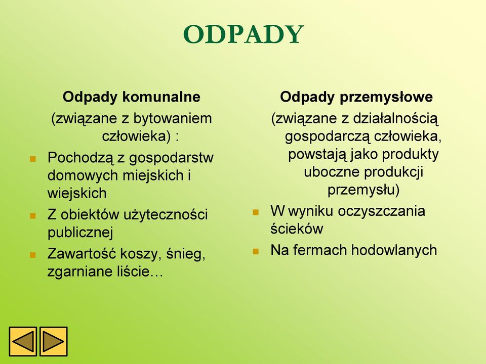 zgarniane liście Odpady przemysłowe (związane z działalnością gospodarczą człowieka,