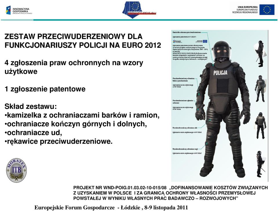 ochraniacze ud, rękawice przeciwuderzeniowe. PROJEKT NR WND-POIG.01.03.