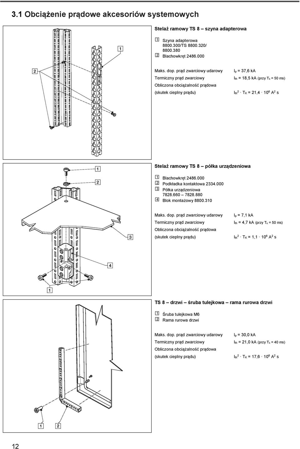 000 2 Podkładka kontaktowa 2334.000 3 Półka urządzeniowa 7828.660 7828.880 4 Blok montażowy 8800.