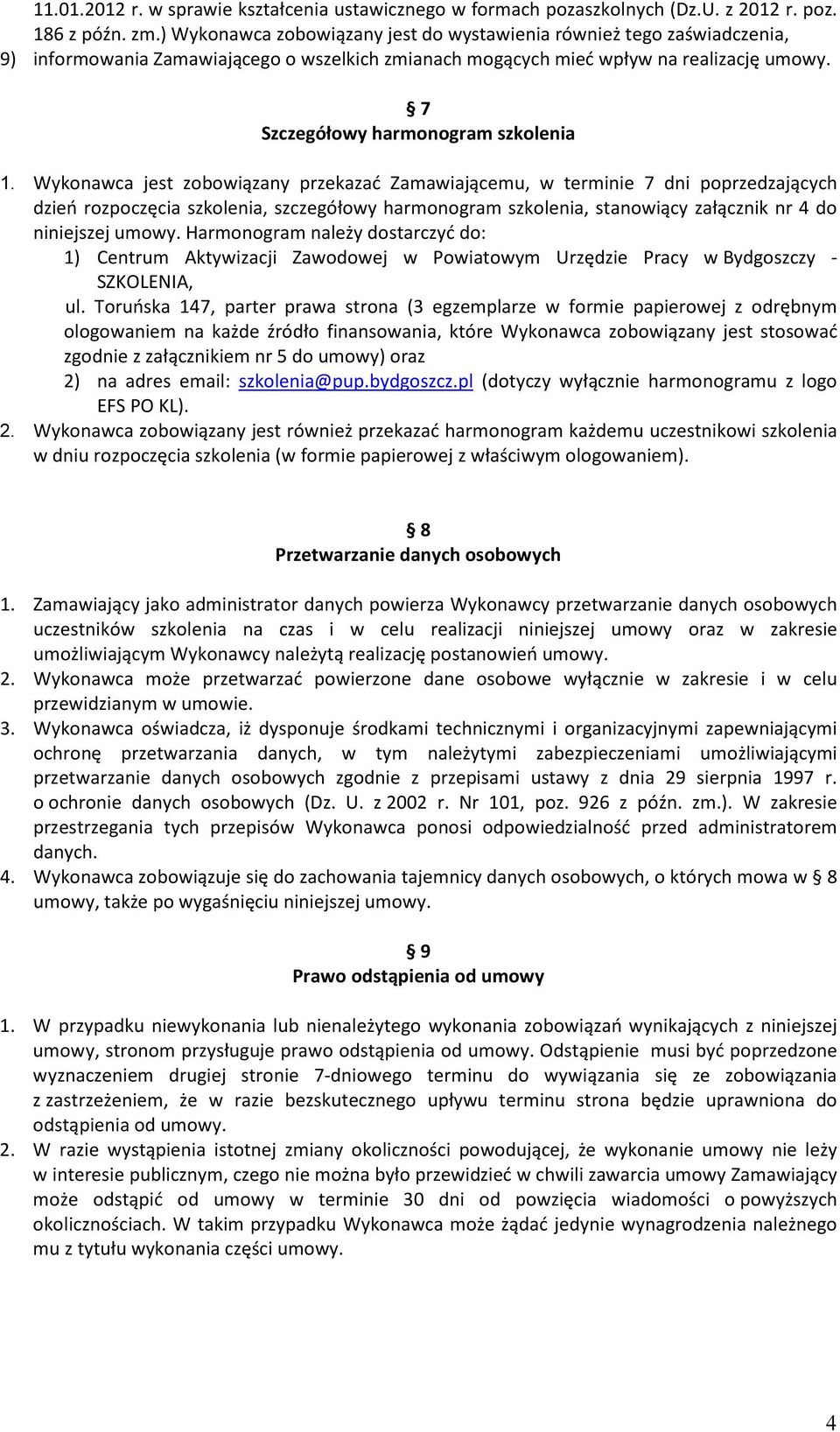 7 Szczegółowy harmonogram szkolenia 1.