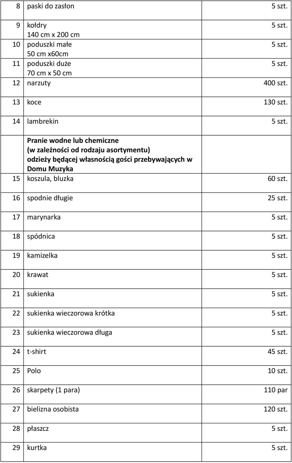 Muzyka 15 koszula, bluzka 60 szt.