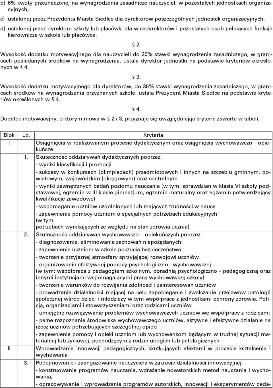 Wysokość dodatku motywacyjnego dla nauczycieli do 20% stawki wynagrodzenia zasadniczego, w granicach posiadanych środków na wynagrodzenia, ustala dyrektor jednostki na podstawie kryteriów określonych