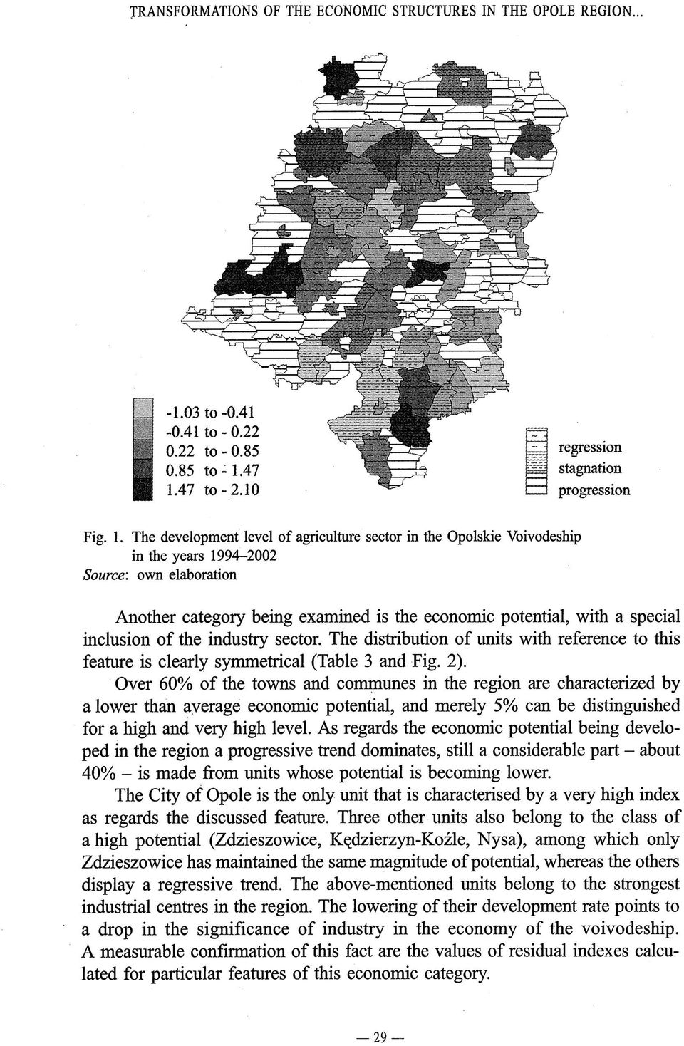 inclusion of the industry sector. The distribution of units with reference to this feature is clearly symmetrical (Table 3 and Fig. 2).