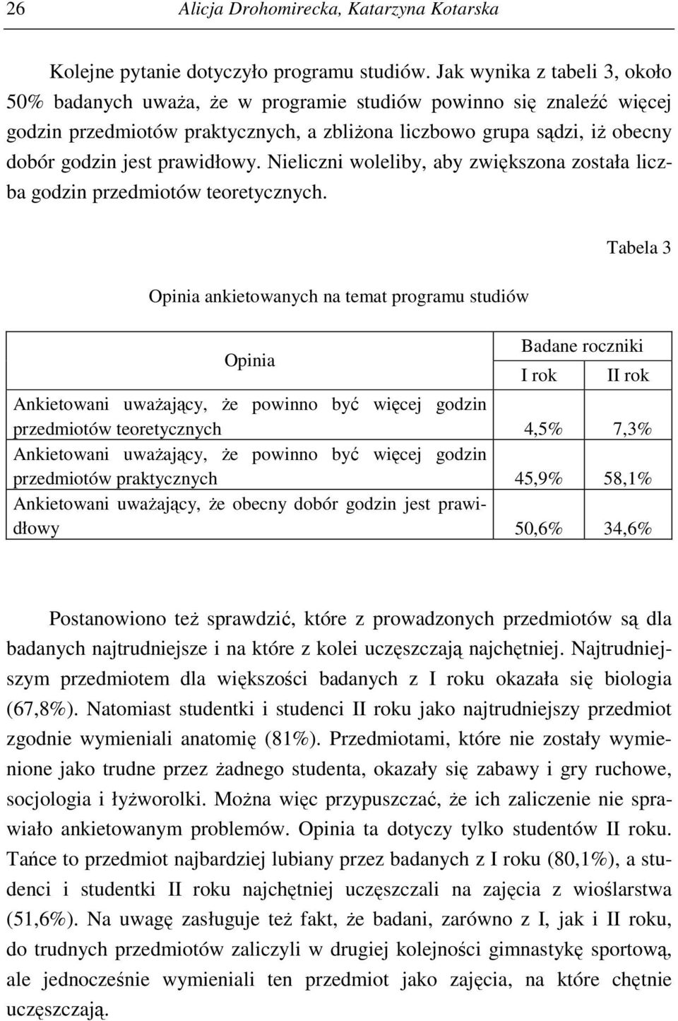 prawidłowy. Nieliczni woleliby, aby zwiększona została liczba godzin przedmiotów teoretycznych.