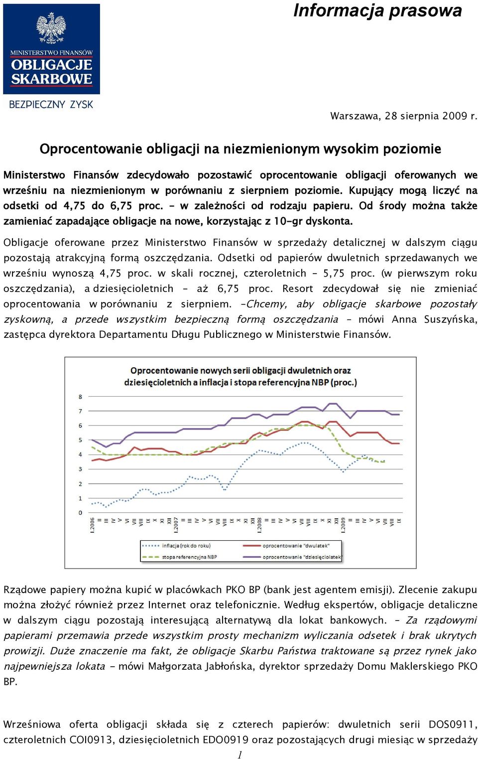 poziomie. Kupujący mogą liczyć na odsetki od 4,75 do 6,75 proc. w zależności od rodzaju papieru. Od środy można także zamieniać zapadające obligacje na nowe, korzystając z 10-gr dyskonta.