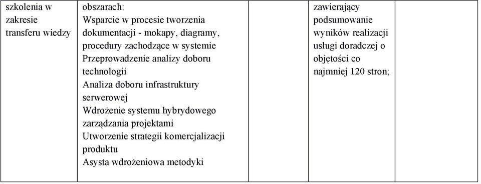 serwerowej Wdrożenie systemu hybrydowego zarządzania projektami Utworzenie strategii komercjalizacji produktu