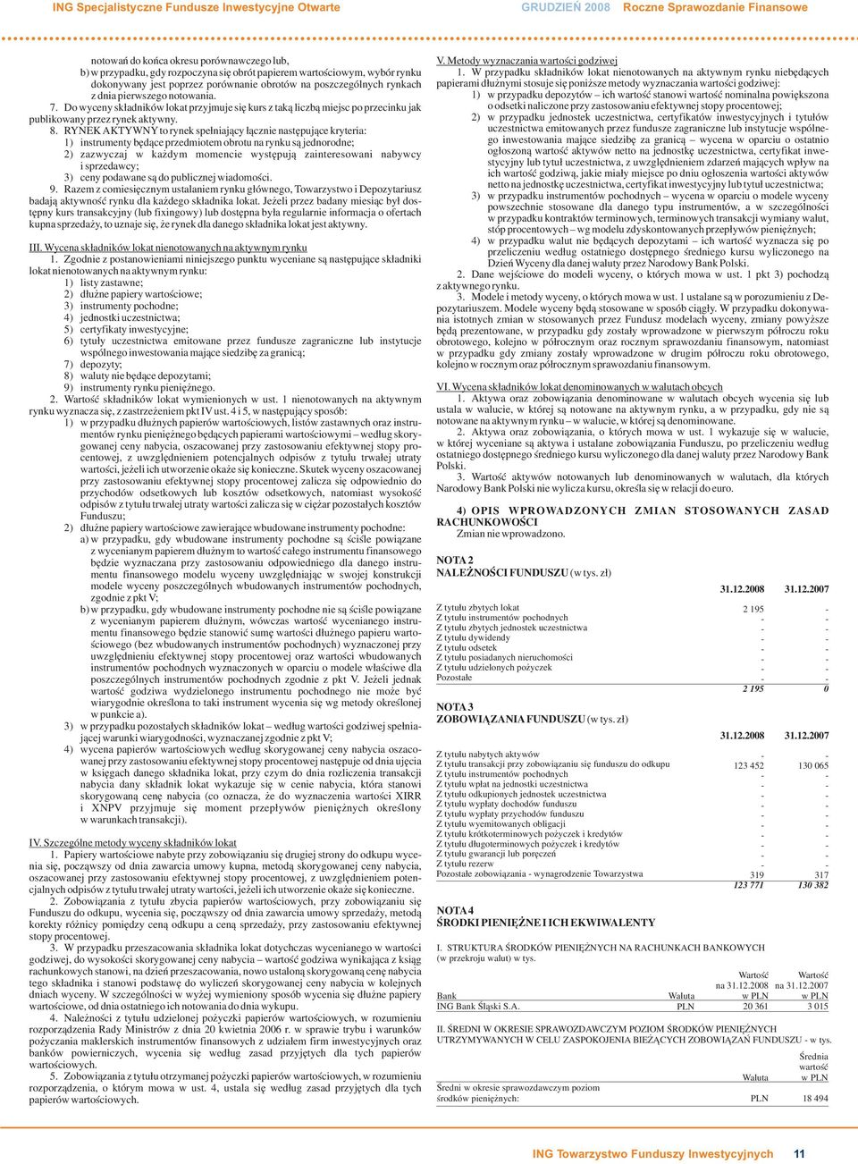 Do wyceny sk³adników lokat przyjmuje siê kurs z tak¹ liczb¹ miejsc po przecinku jak publikowany przez rynek aktywny. 8.