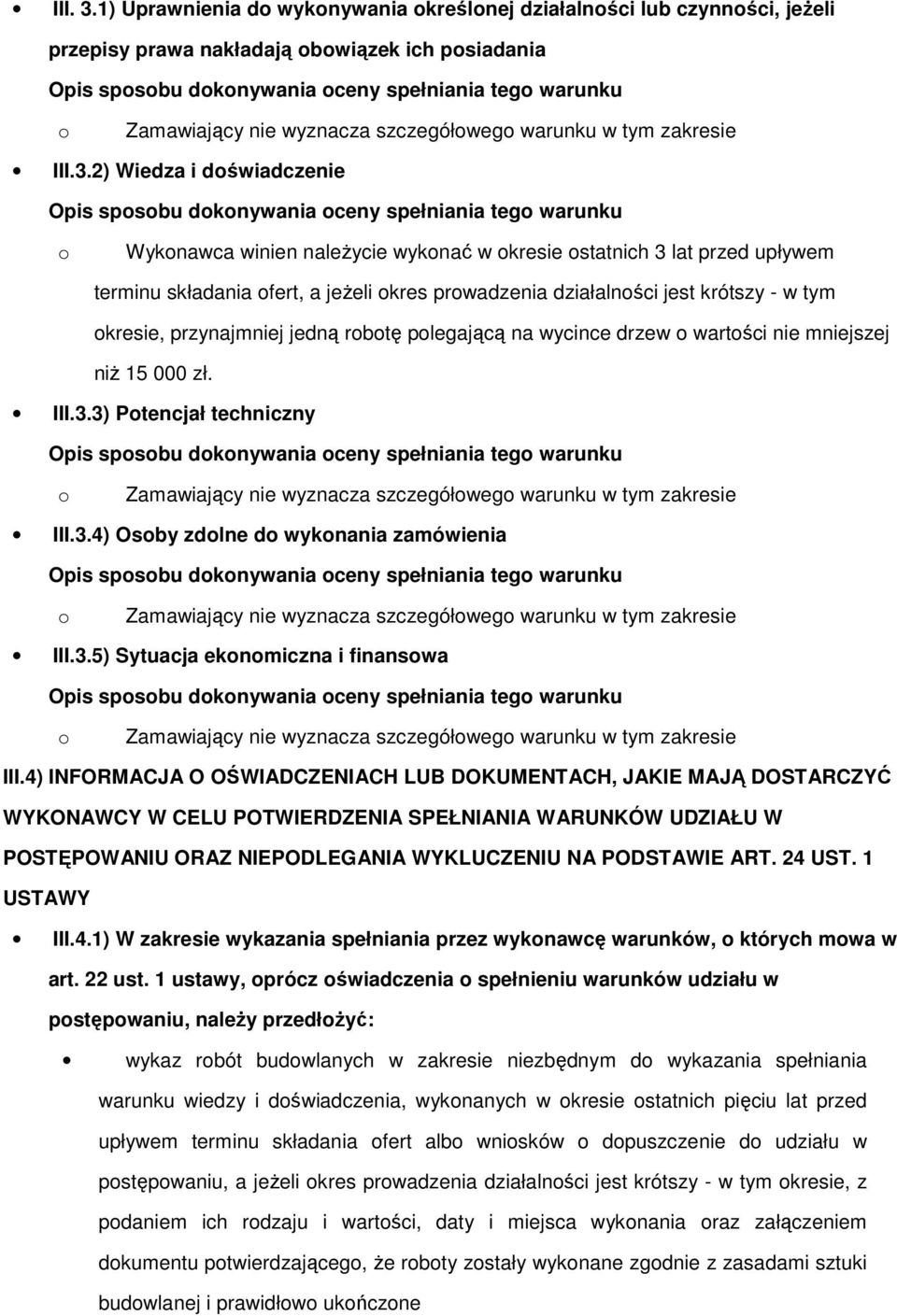 szczegółweg warunku w tym zakresie III.3.