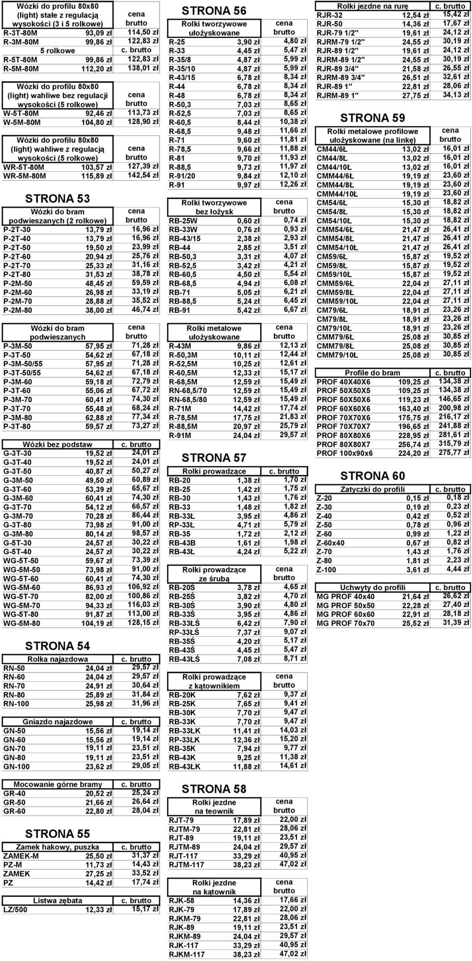 RJR-79 1/2" 19,61 z 24,12 z R-3M-80M 99,86 z 122,83 z R-25 3,90 z 4,80 z RJRM-79 1/2" 24,55 z 30,19 z 5 rolkowe c.