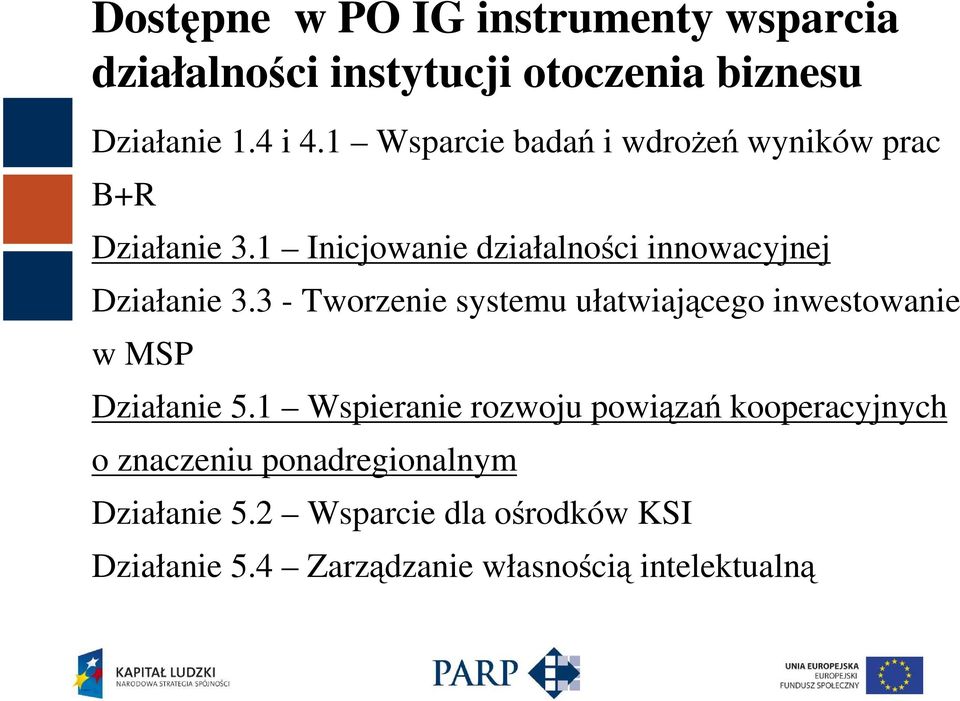 3 - Tworzenie systemu ułatwiającego inwestowanie w MSP Działanie 5.