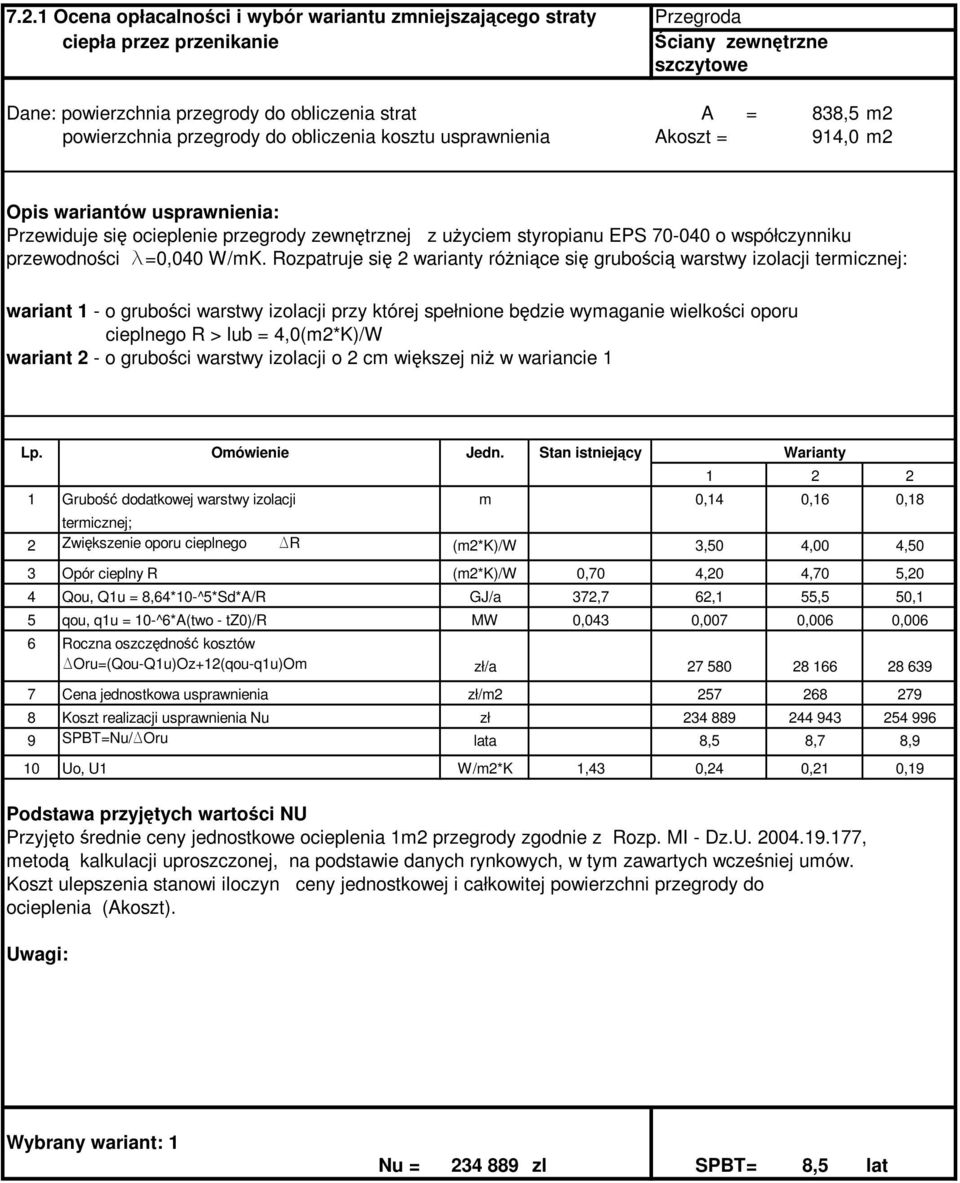 przewodności l=0,040 W/mK.