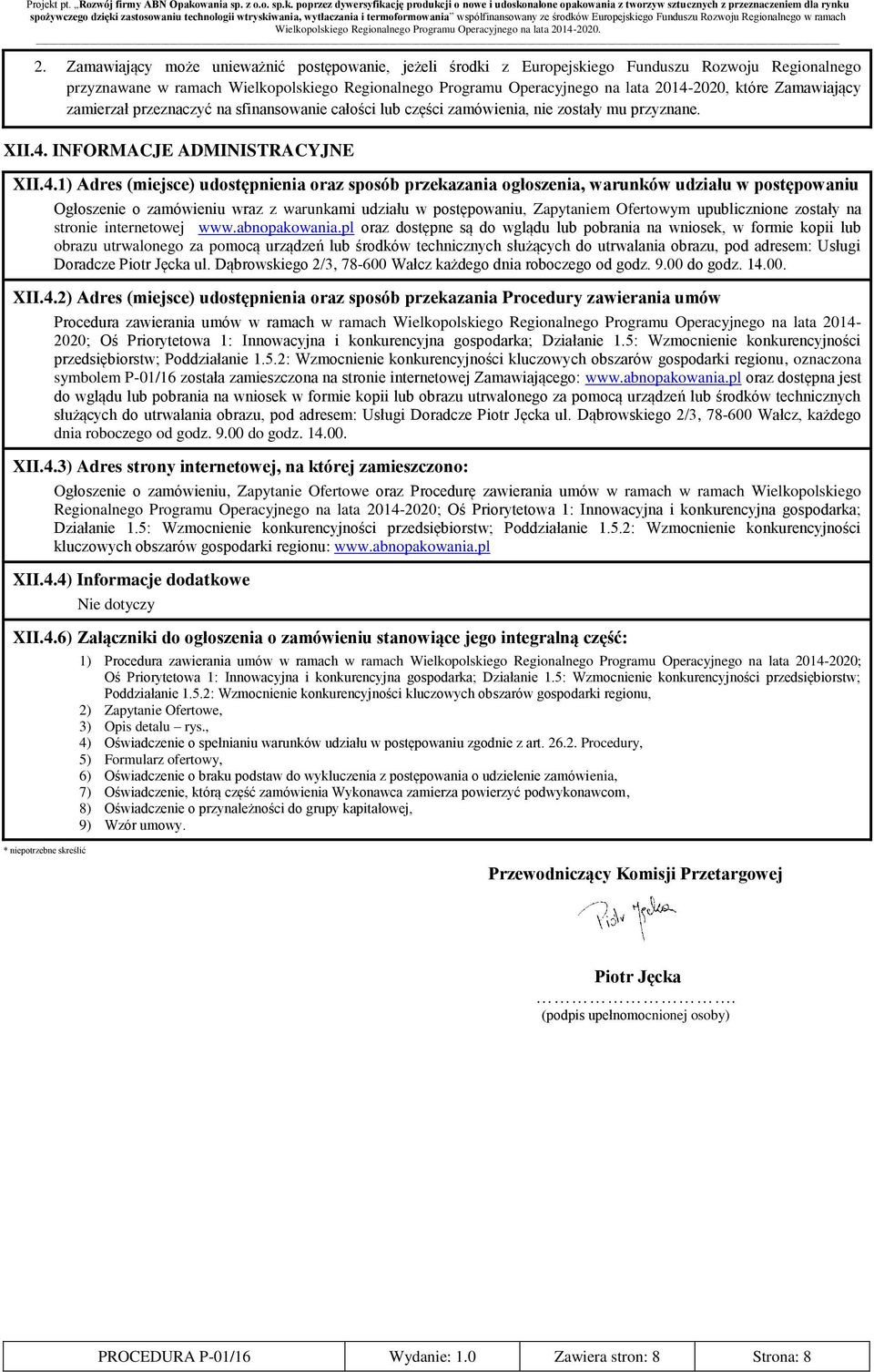 INFORMACJE ADMINISTRACYJNE XII.4.