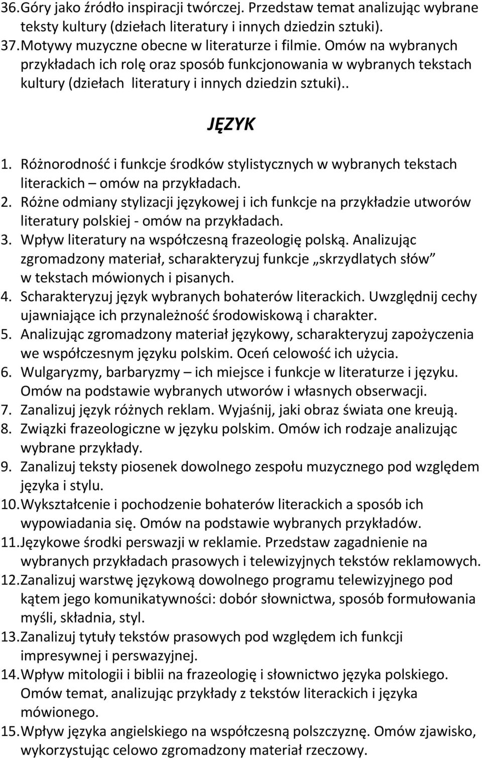 Różnorodność i funkcje środków stylistycznych w wybranych tekstach literackich omów na przykładach. 2.