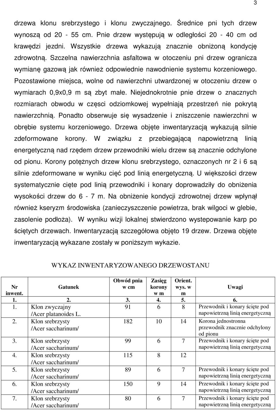 Pozostawione miejsca, wolne od nawierzchni utwardzonej w otoczeniu drzew o wymiarach 0,9x0,9 m są zbyt małe.