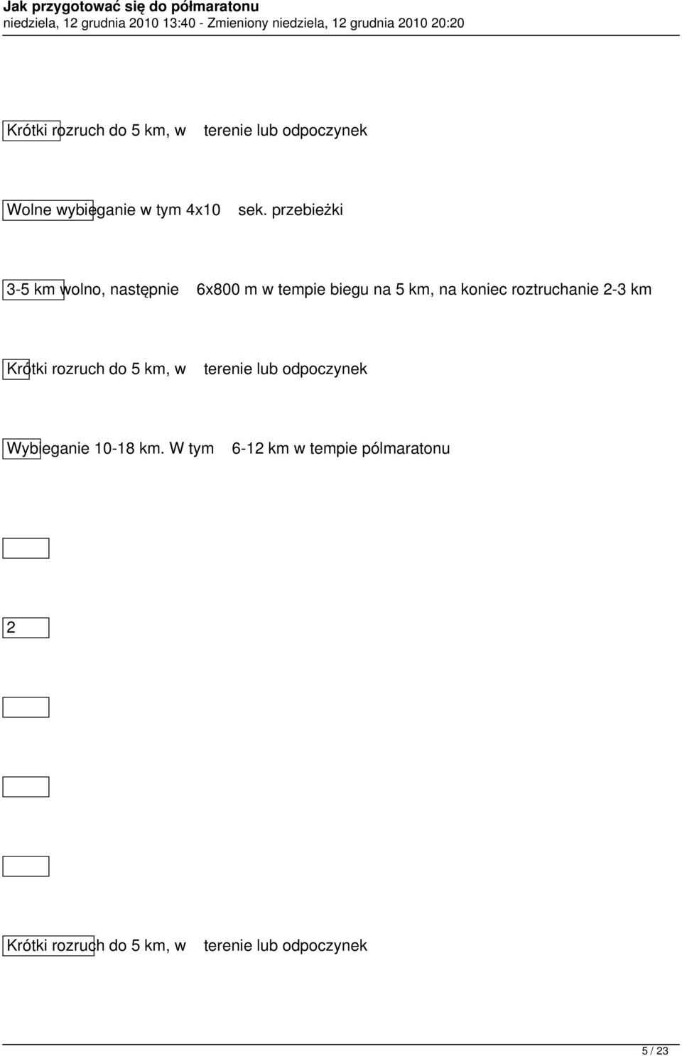 tempie biegu na 5 km, na koniec roztruchanie 2-3
