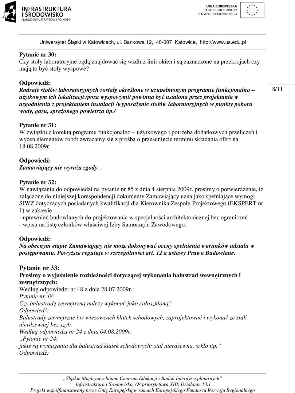 instalacji /wyposażenie stołów laboratoryjnych w punkty poboru wody, gazu, sprężonego powietrza itp.