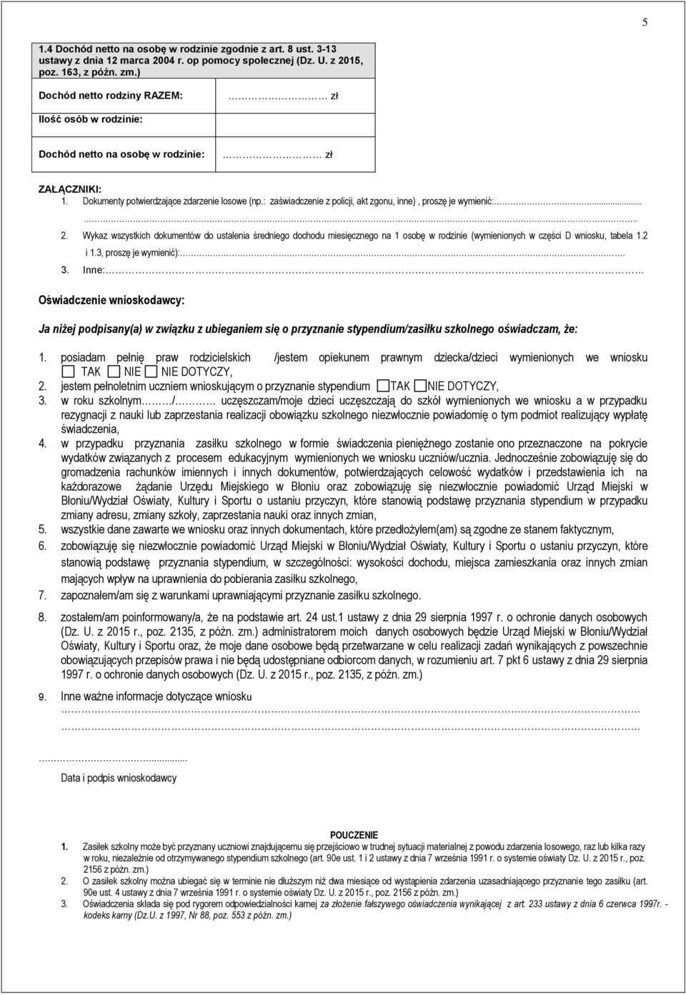 : zaświadczenie z policji, akt zgonu, inne), proszę je wymienić:.