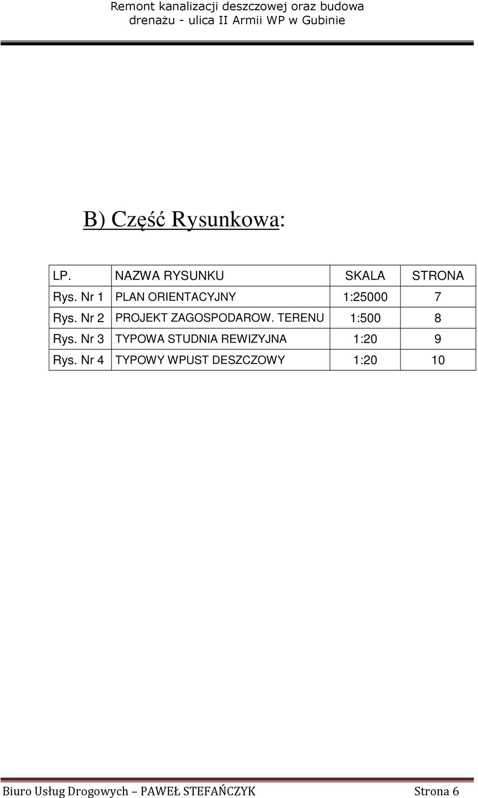 Nr 2 PROJEKT ZAGOSPODAROW. TERENU 1:500 8 Rys.